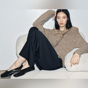 Zara Square Toe Leather Ballerina flats buttery soft leather minimalist classic